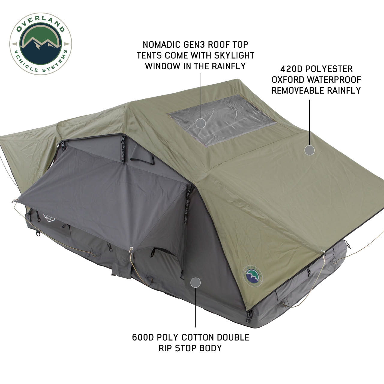 Nomadic 3 Standard Roof Top Tent 3 Person Roof Top Tent OVS