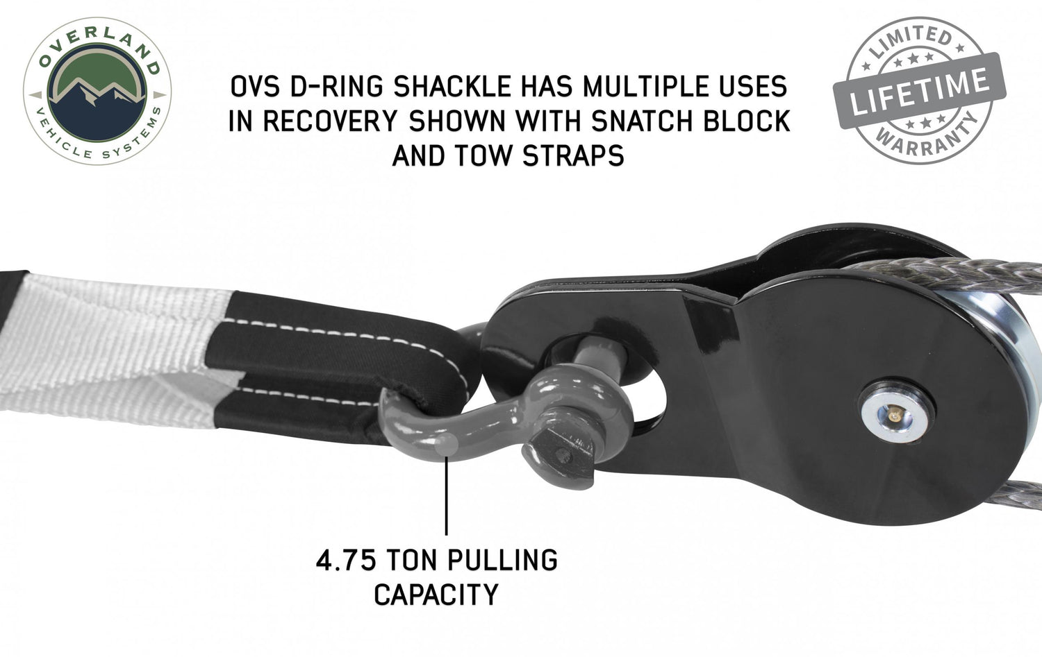 Buy OVS Recovery Shackle D Ring 3/4 Inch 4.75 Ton Grey OVS