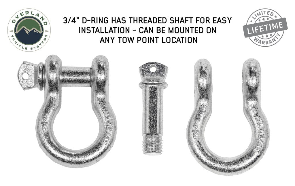 Recovery Shackle 3/4 4.75 Ton Zinc - D Ring Recovery Shackle OVS