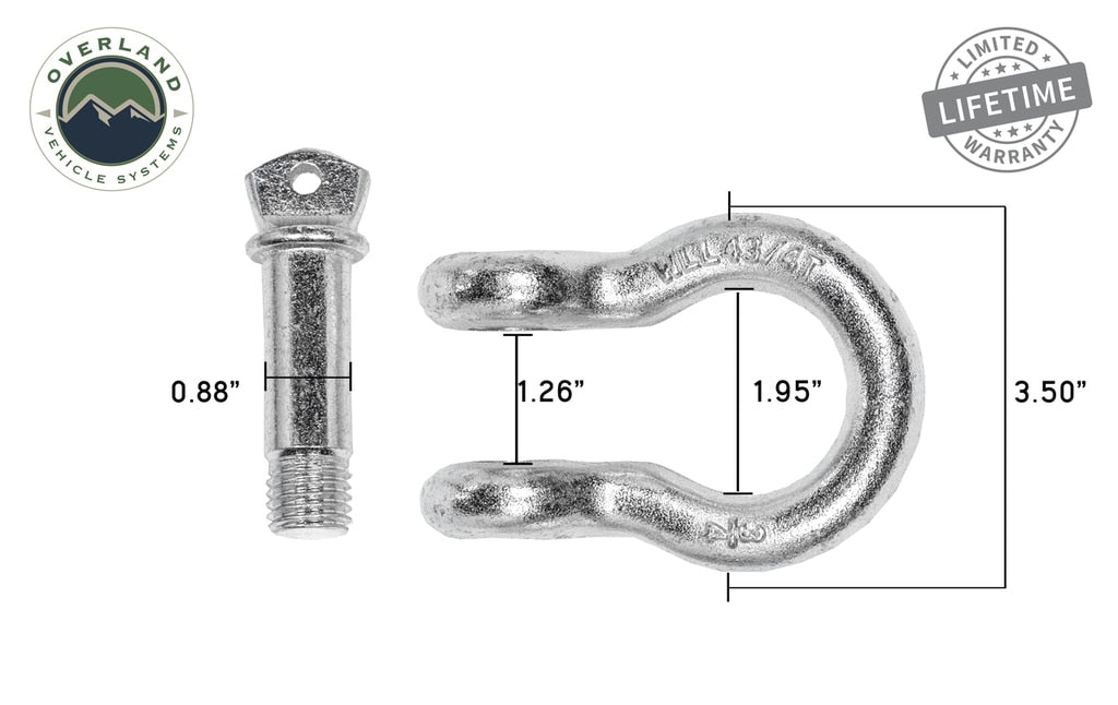 Recovery Shackle 3/4 4.75 Ton Zinc - D Ring Recovery Shackle OVS