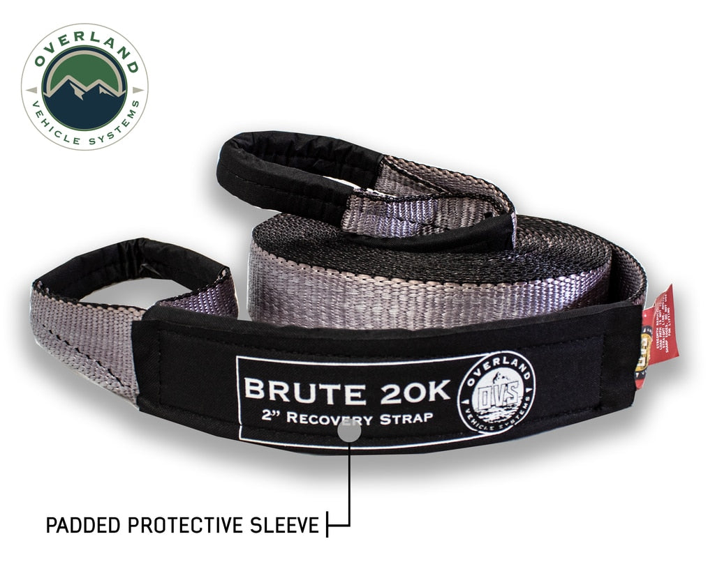 Tow Strap 20000 lbs - 2 x 30' Gray With Black Ends OVS