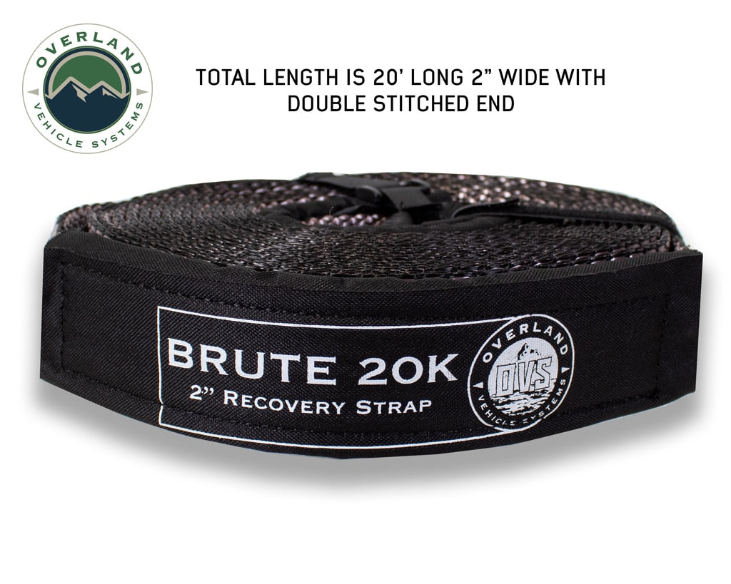 Tow Strap 20000 lbs - 2 x 30' Gray With Black Ends OVS