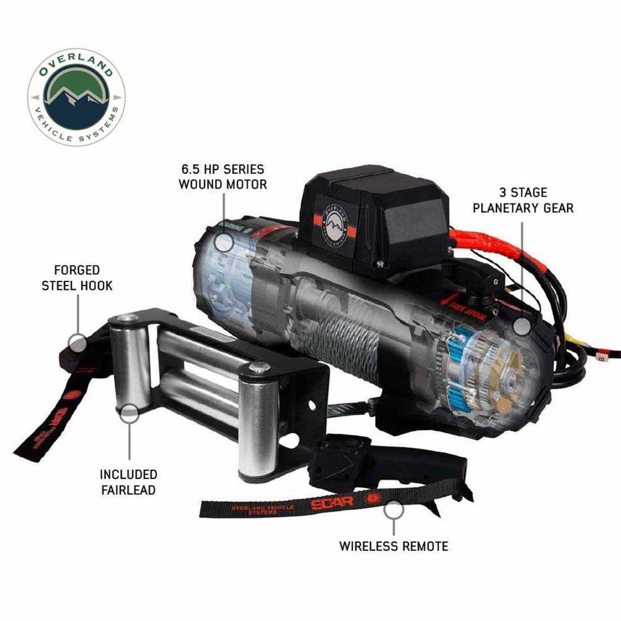 SCAR 10 - 10,000 lb. Winch With Steel Cable and Wireless Remote OVS