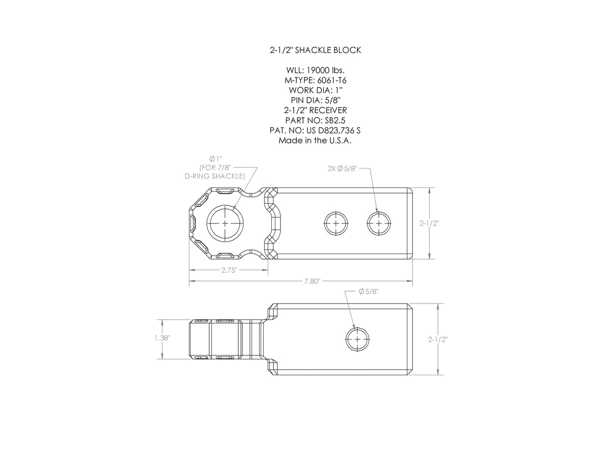 Shackle Block 2.5" Assembly - Red