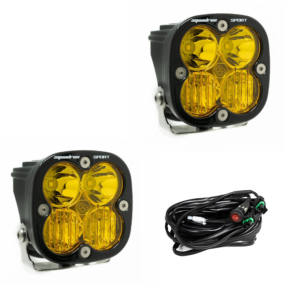 LED Light Pods Baja Amber Lens Spot Pair Squadron Sport Baja Designs