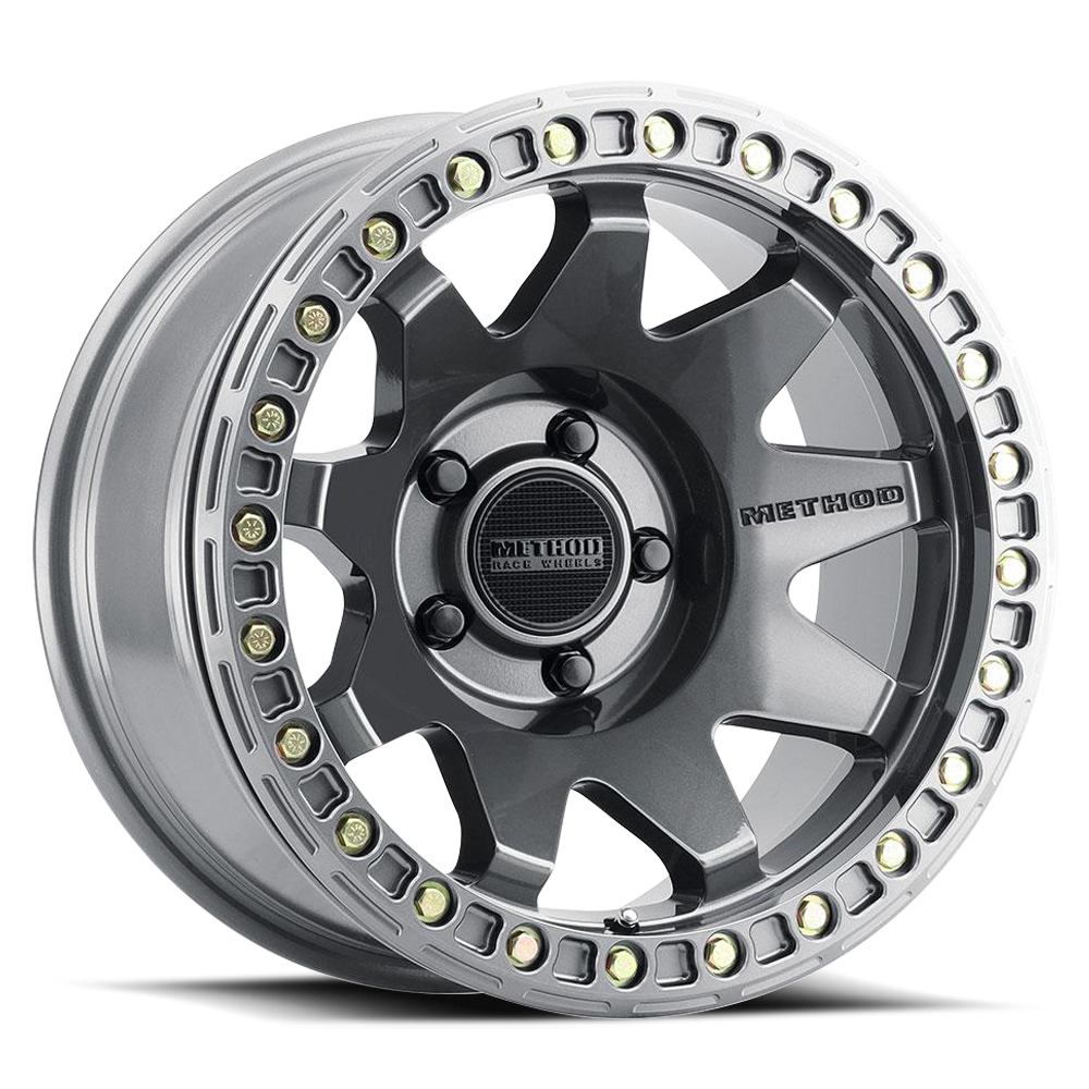 Aluminum Wheels 17x9 MR108 Bolt Pattern 8 On 165.1 Offset -44 Lip Size 0.63 Gloss Titanium GY Method