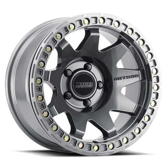Aluminum Wheels 17x9 MR108 Bolt Pattern 8 On 165.1 Offset -44 Lip Size 0.63 Gloss Titanium GY Method