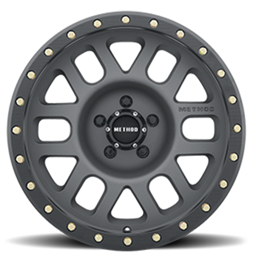 Aluminum Wheels 17x8.5 Grid MR309 Bolt Pattern 8 On 165.1 Offset 0 Lip Size 1.61 Titanium GY Black Street Loc Method