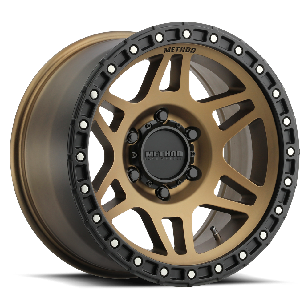 Aluminum Wheels 17x8.5 MR312 Bolt Pattern 6 On 120 Offset 0 Lip Size 0.98 Method Bronze BRZ Matte Black Lip Method