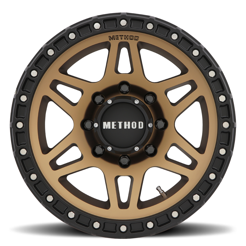 Aluminum Wheels 18x9 MR312 Bolt Pattern 8 On 165.1 Offset 18 Lip Size 0.91 Method Bronze BRZ Matte Black Lip Method