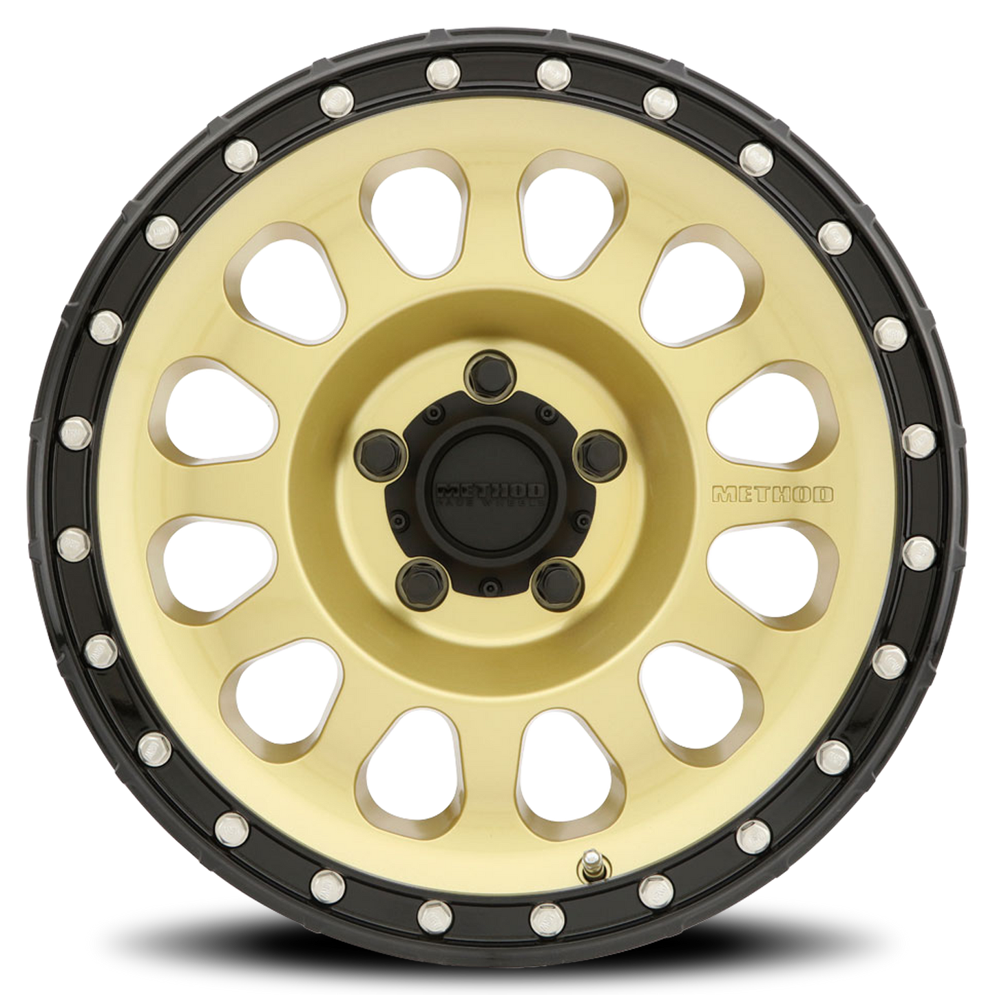 Aluminum Wheels 20x10 MR315 Bolt Pattern 8 On 180 Offset -18 Lip Size 3.27 Gold GD Black Street Loc Method