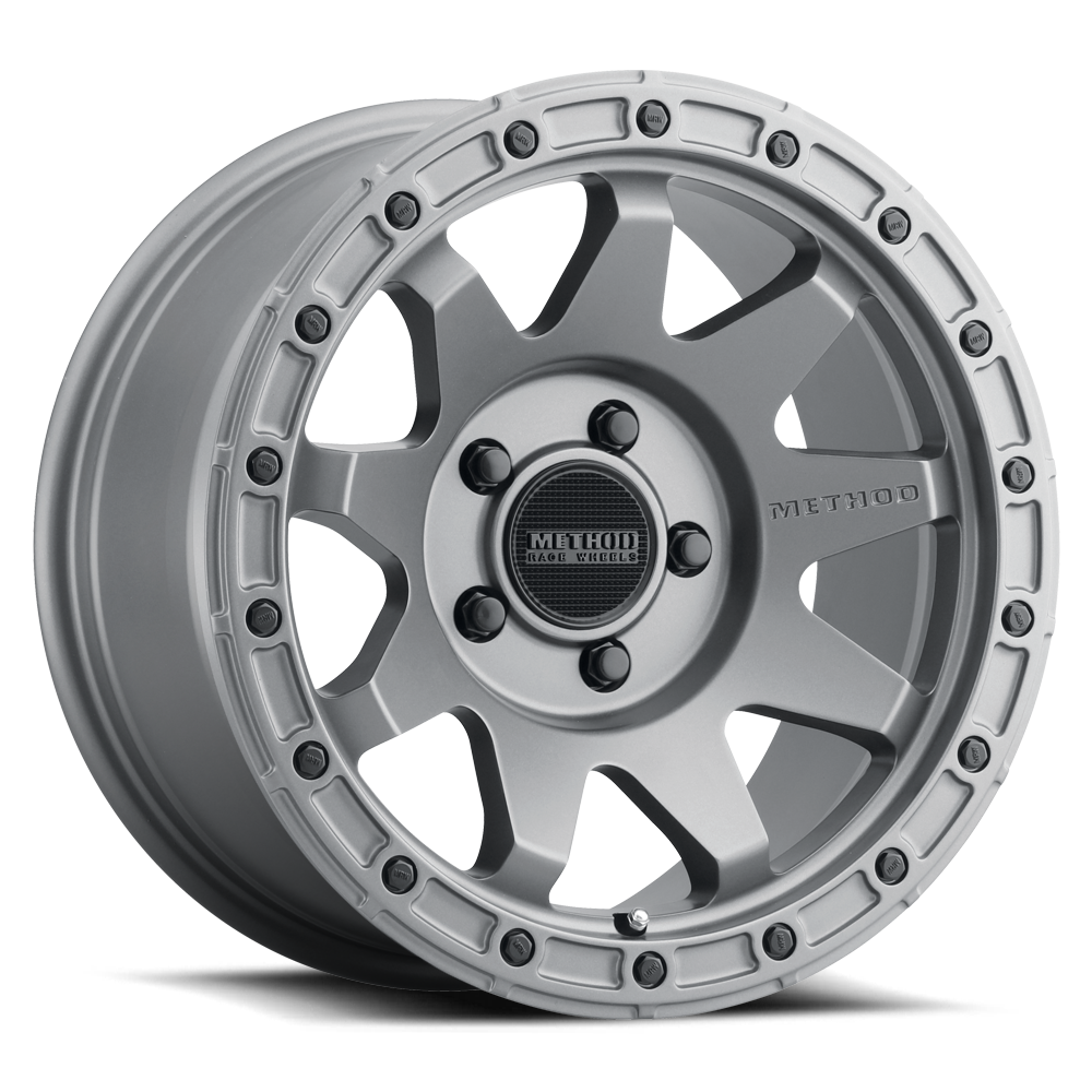 Aluminum Wheels 17x9 MR317 Bolt Pattern 8 On 165.1 Offset -12 Lip Size 1.57 Matte Titanium GY Method