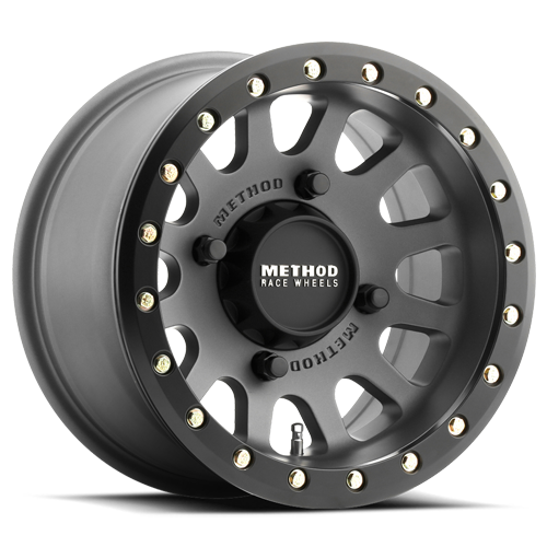 Aluminum Wheels 15x6 MR401 Beadlock UTV Bolt Pattern 4 On 136 Offset 53 Lip Size 0 Titanium GY Matte Black Ring Method
