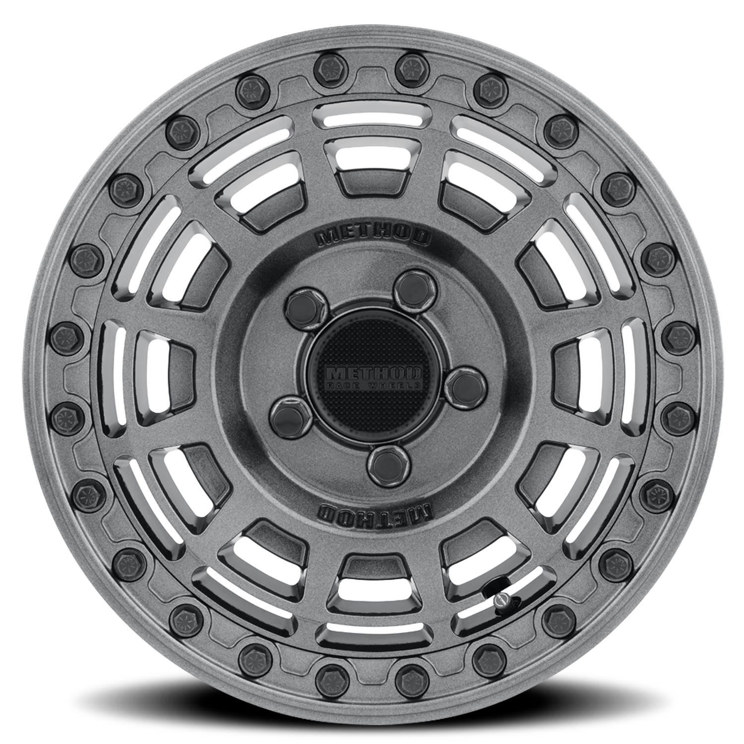 Aluminum Wheels 15x7 MR415 Beadlock UTV Bolt Pattern 4 On 136 Offset 38 Lip Size 0 Graphite GY Gloss Graphite Ring Method