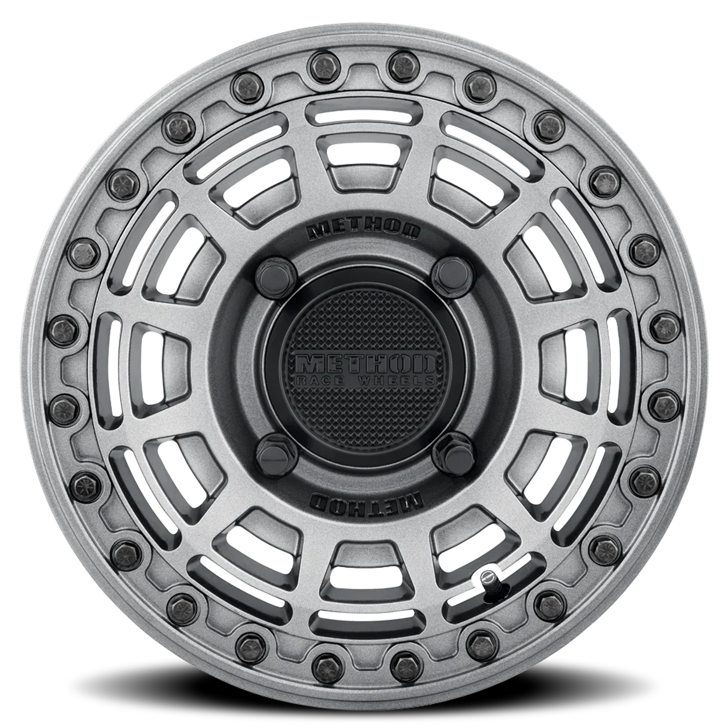 Aluminum Wheels 15x7 MR415 Beadlock UTV Bolt Pattern 4 On 136 Offset 38 Lip Size 0 Graphite GY Gloss Graphite Ring Method