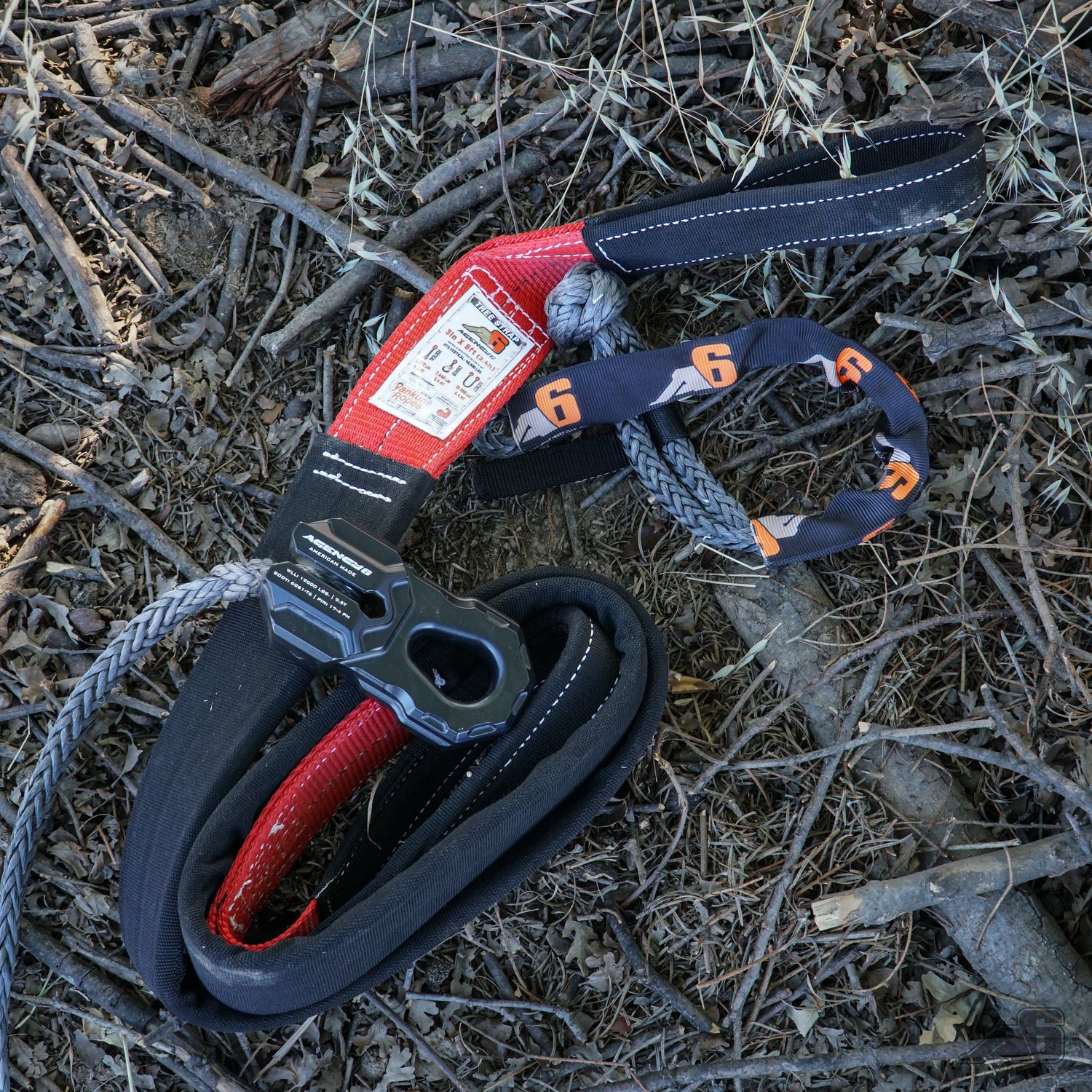 Agency 6 Tree Saver Strap - 8 Foot x 3 Inch - Made in The USA - Heavy Duty Low Stretch Webbing - 46,500lb Minimum Test Strength - Offroad Recovery and Towing
