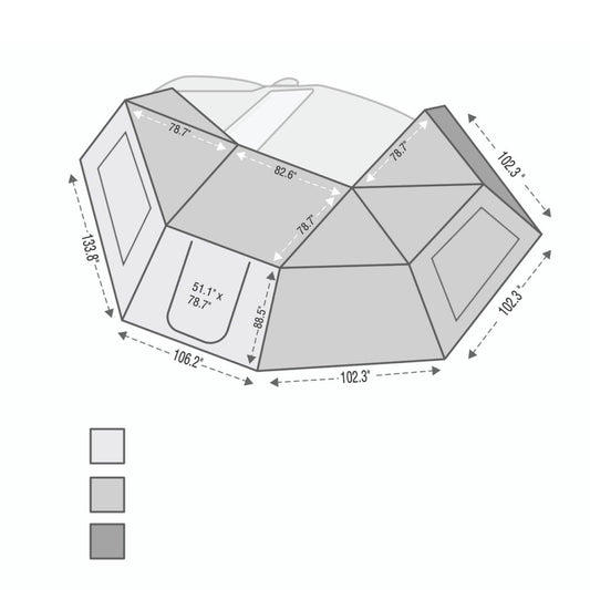 HD Nomadic 270 - Awning Wall 1 W/Door & Window, Driver Side, Grey Body, Green Trim W/Storage Bag