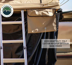 LD TMBK 3 Roof Top Tent With Annex - Tan Base With Green Rain Fly, Black Aluminum Base, Black Ladder OVS