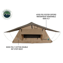 LD TMBK 3 Roof Top Tent With Annex - Tan Base With Green Rain Fly, Black Aluminum Base, Black Ladder OVS