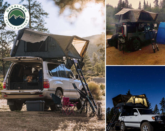 HD Bushveld 2 - Cantilever Hard Shell Roof Top Tent, 2 Person, Grey Body & Green Rainfly