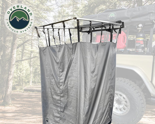 HD Nomadic Shower - Single Person Quick Deploying Shower, 42" x 42", Grey Body, Green Trim W/Black Travel Bag