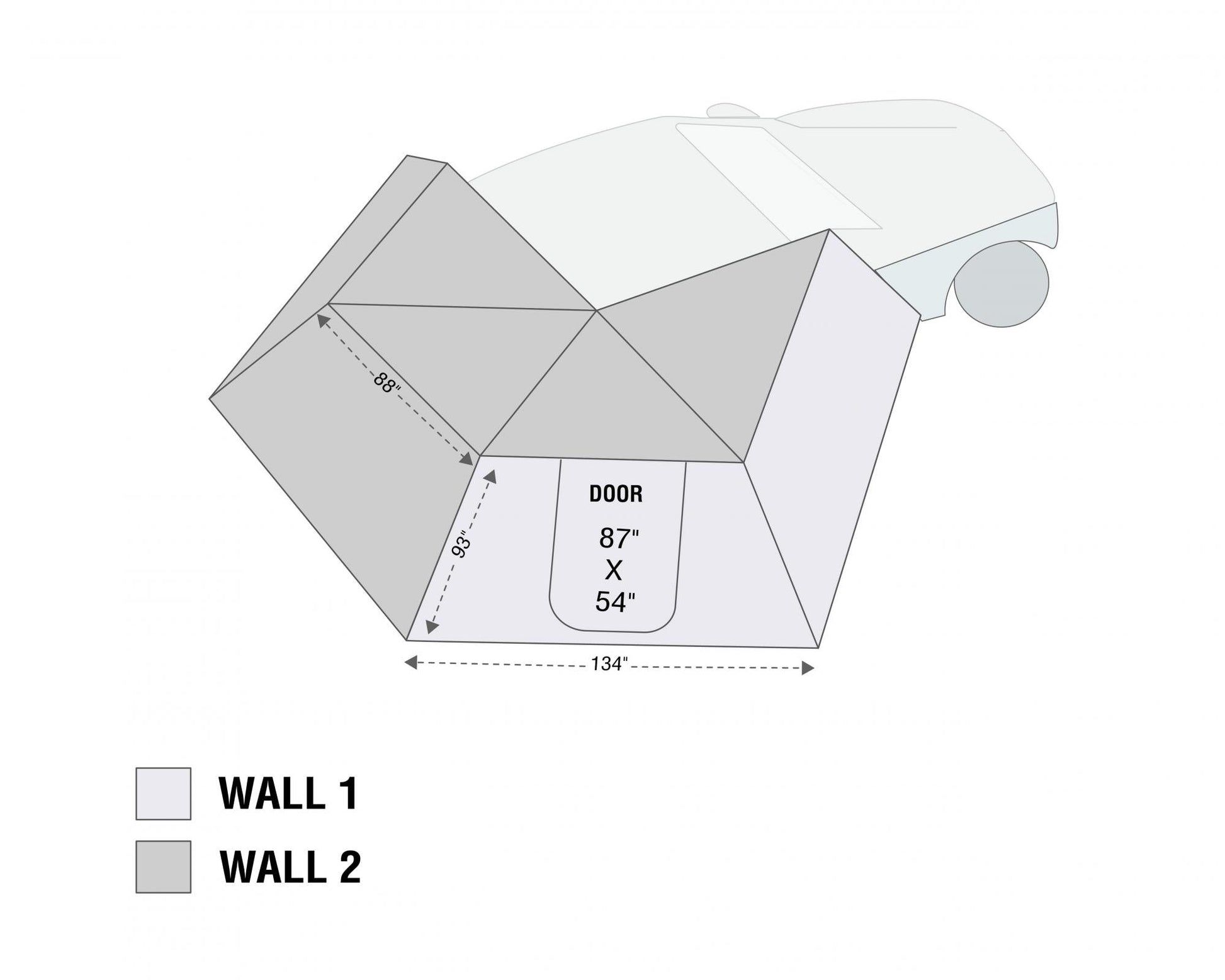 HD Nomadic 270 LT - Awning Wall 2, Passenger Side, Grey Body, Green Trim W/Storage Bag