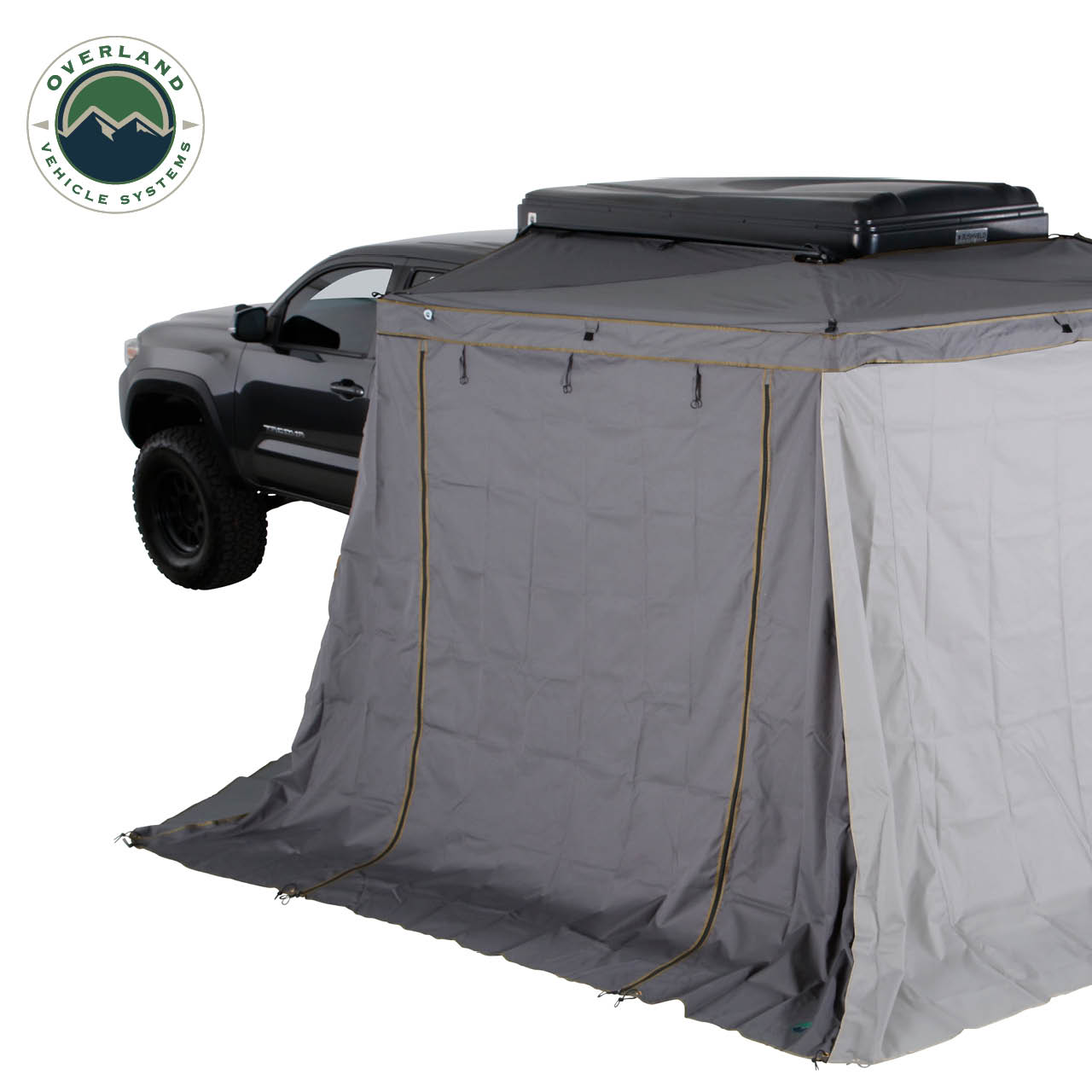 HD Nomadic 270 LTE - Awning Walls 1 and 2 Driver Side, Grey Body, Green Trim W/Storage Bag