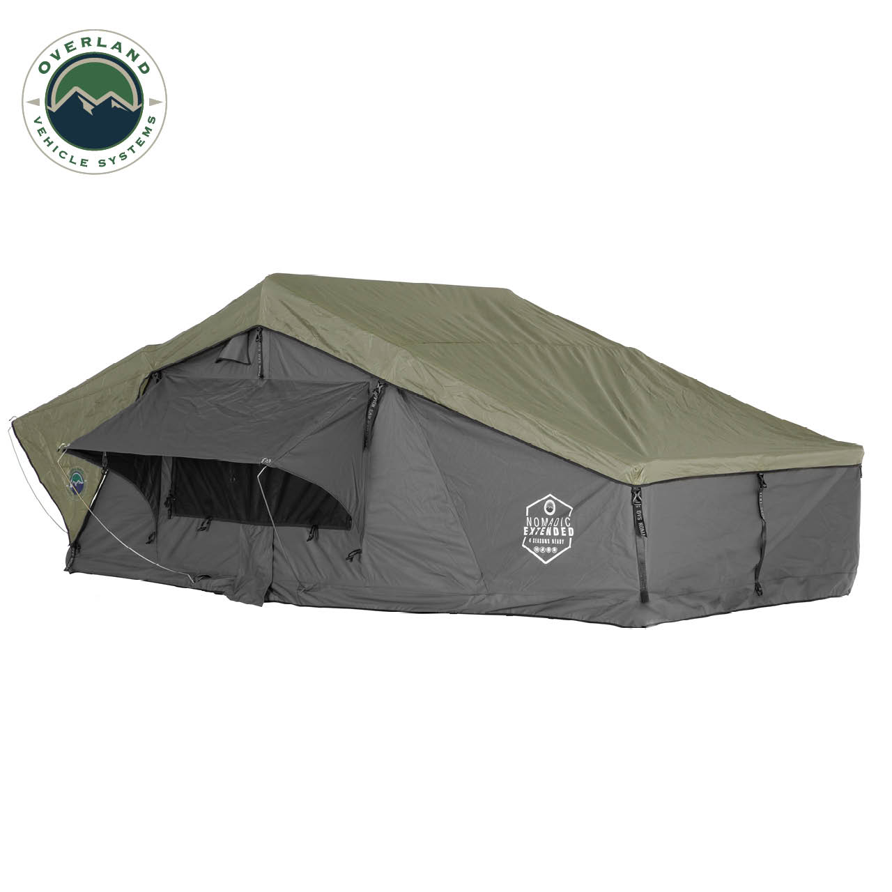 HD Nomadic N4E - Soft Sided Roof Top Tent, 4 Person, Grey Body & Green Rainfly