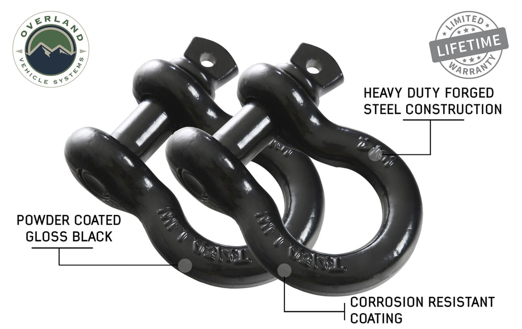 Recovery Shackle 19010201 3/4 4.75 Ton Black Sold In Pairs OVS