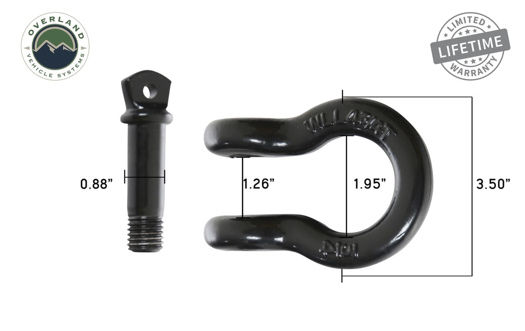 Recovery Shackle 19010201 3/4 4.75 Ton Black Sold In Pairs OVS