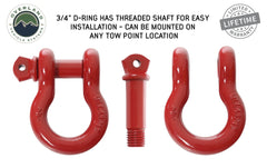 19010204 Recovery Shackle 3/4 Inch 4.75 Ton Red - Sold In Pairs OVS
