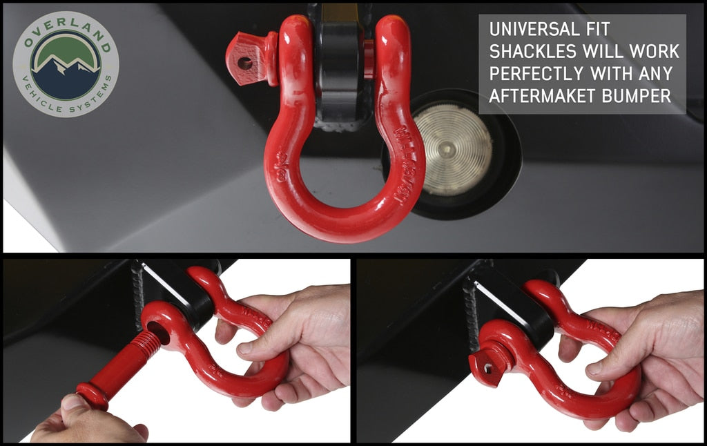 19010204 Recovery Shackle 3/4 Inch 4.75 Ton Red - Sold In Pairs OVS