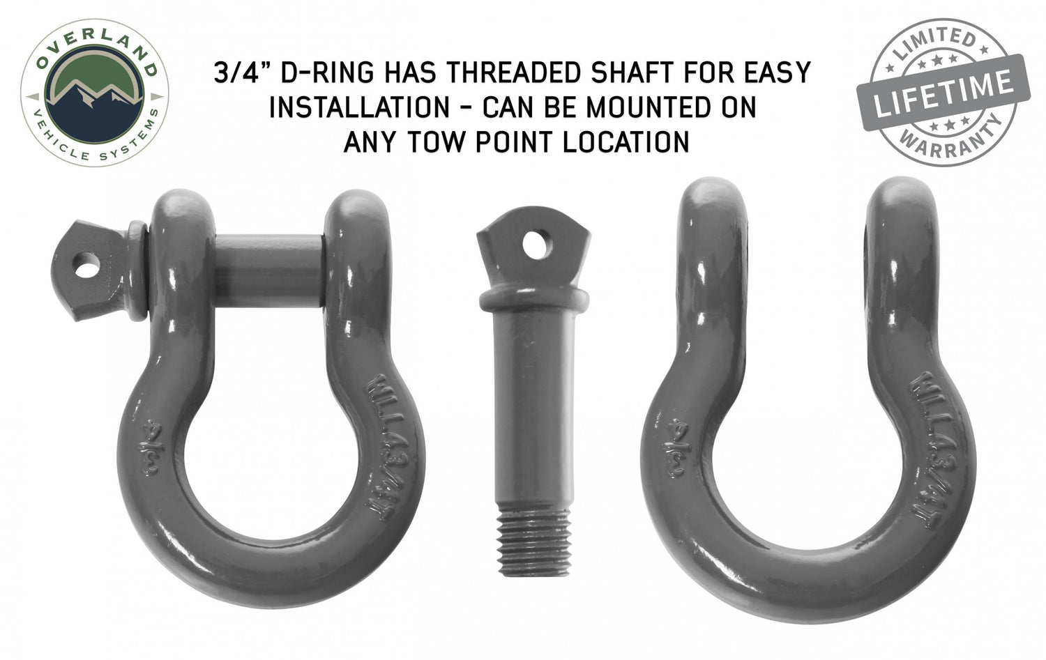 Buy OVS Recovery Shackle D Ring 3/4 Inch 4.75 Ton Grey OVS