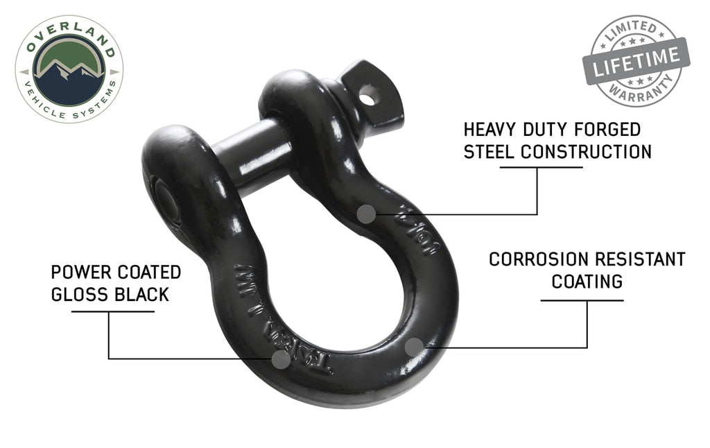 Recovery Shackle 19019901 3/4 4.75 Ton Black OVS