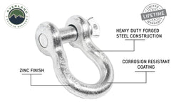 Recovery Shackle 3/4 4.75 Ton Zinc - D Ring Recovery Shackle OVS