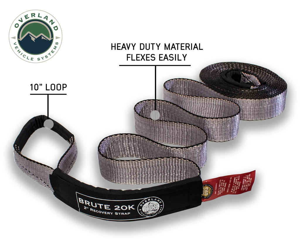 Tow Strap 20000 lbs - 2 x 30' Gray With Black Ends OVS