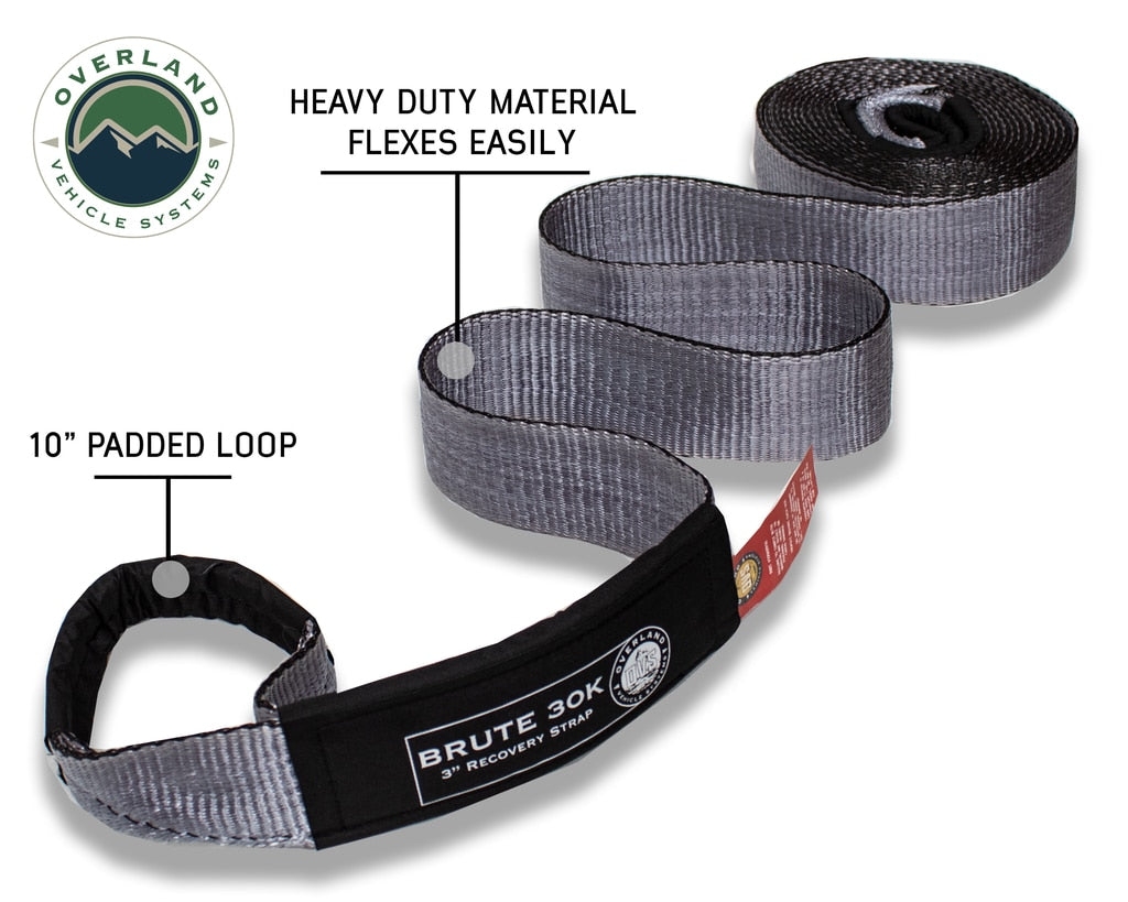 Tow Strap 30 30,000 lb. 3 x 30' Gray Storage Bag OVS