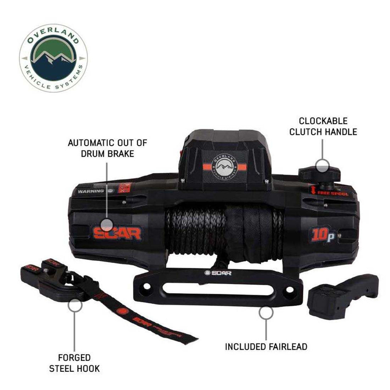 SCAR 10P - 10,000 lb. Winch With Synthetic Rope and Wireless Remote OVS