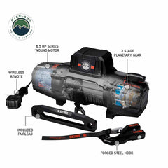 SCAR 12P - 12,000 lb. Winch With Synthetic Rope and Wireless Remote OVS