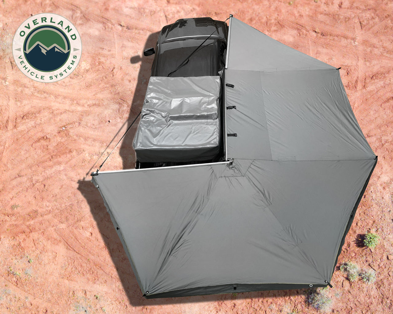 HD Nomadic 270 - Awning W/Extended Poles High Roof, , Grey Body, Green Trim & Black Travel Cover