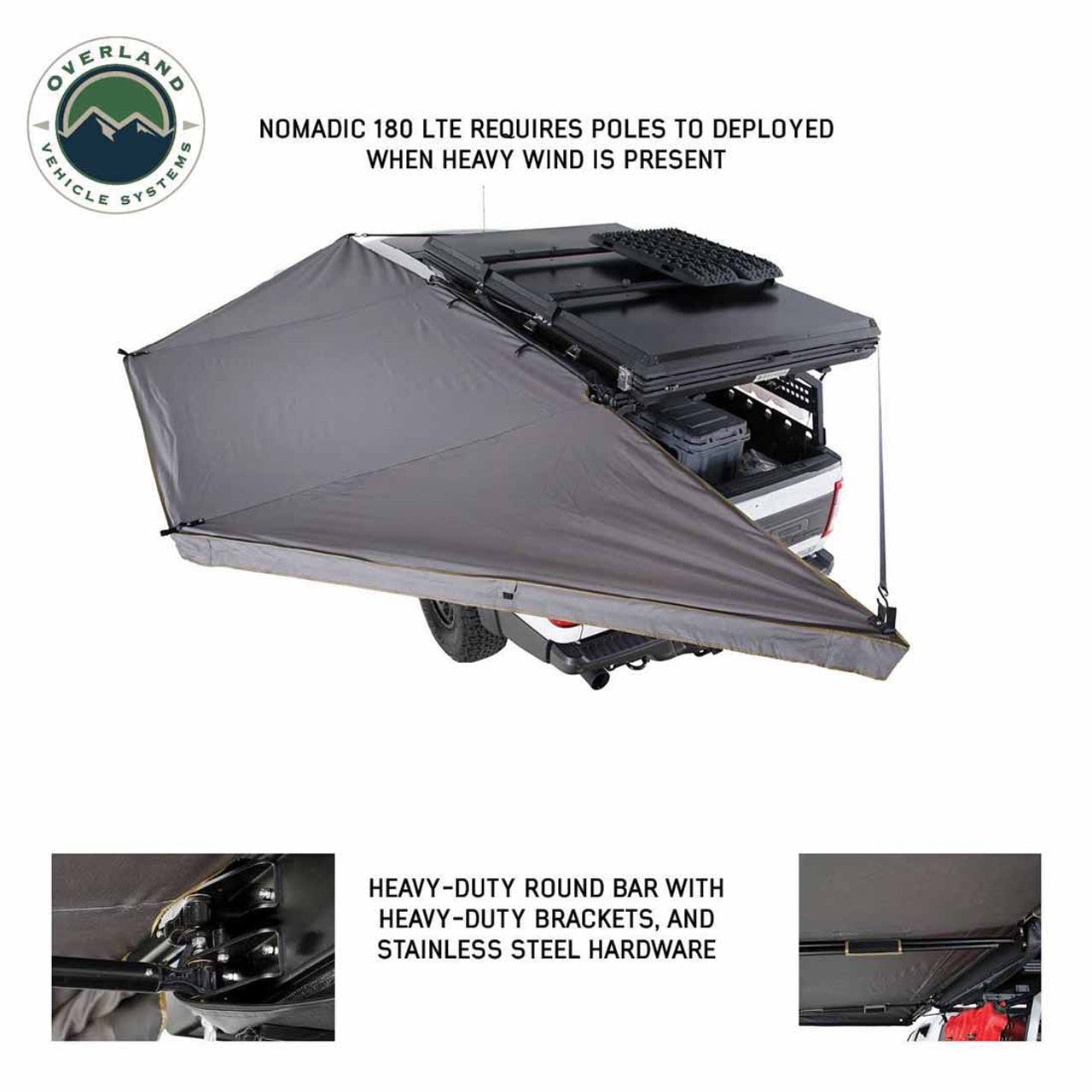 HD Nomadic 180 LTE - Awning, Grey Body, Green Trim and Black Travel Cover OVS