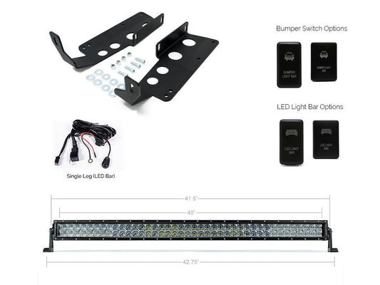 42" Hidden Grille Curved LED Light Bar Brackets Kit For 2014-2021 Toyota Tundra