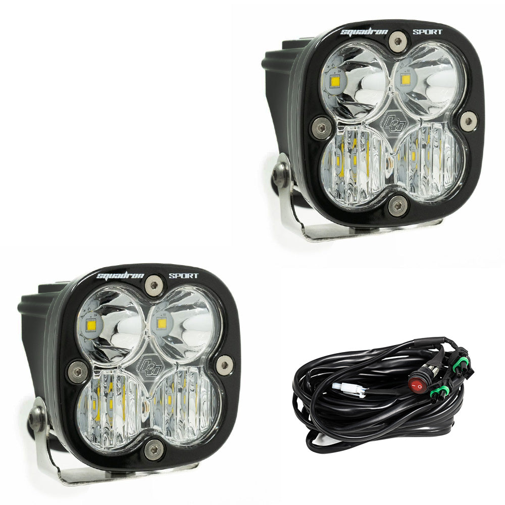 LED Light Pods Clear Lens Spot Pair Squadron Sport Baja Designs