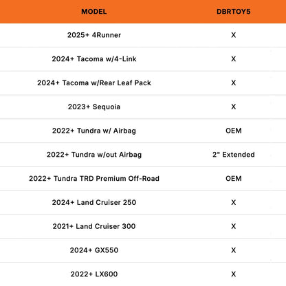 2-Inch Extended Length Bump Stops for 22-Present Tundra  and OEM Equivalent 22-Present Tundra with Airbags DuroBumps