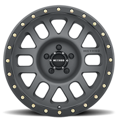 Aluminum Wheels 18x9 Grid MR309 Bolt Pattern 8 On 180 Offset 18 Lip Size 1.65 Titanium GY Black Street Loc Method