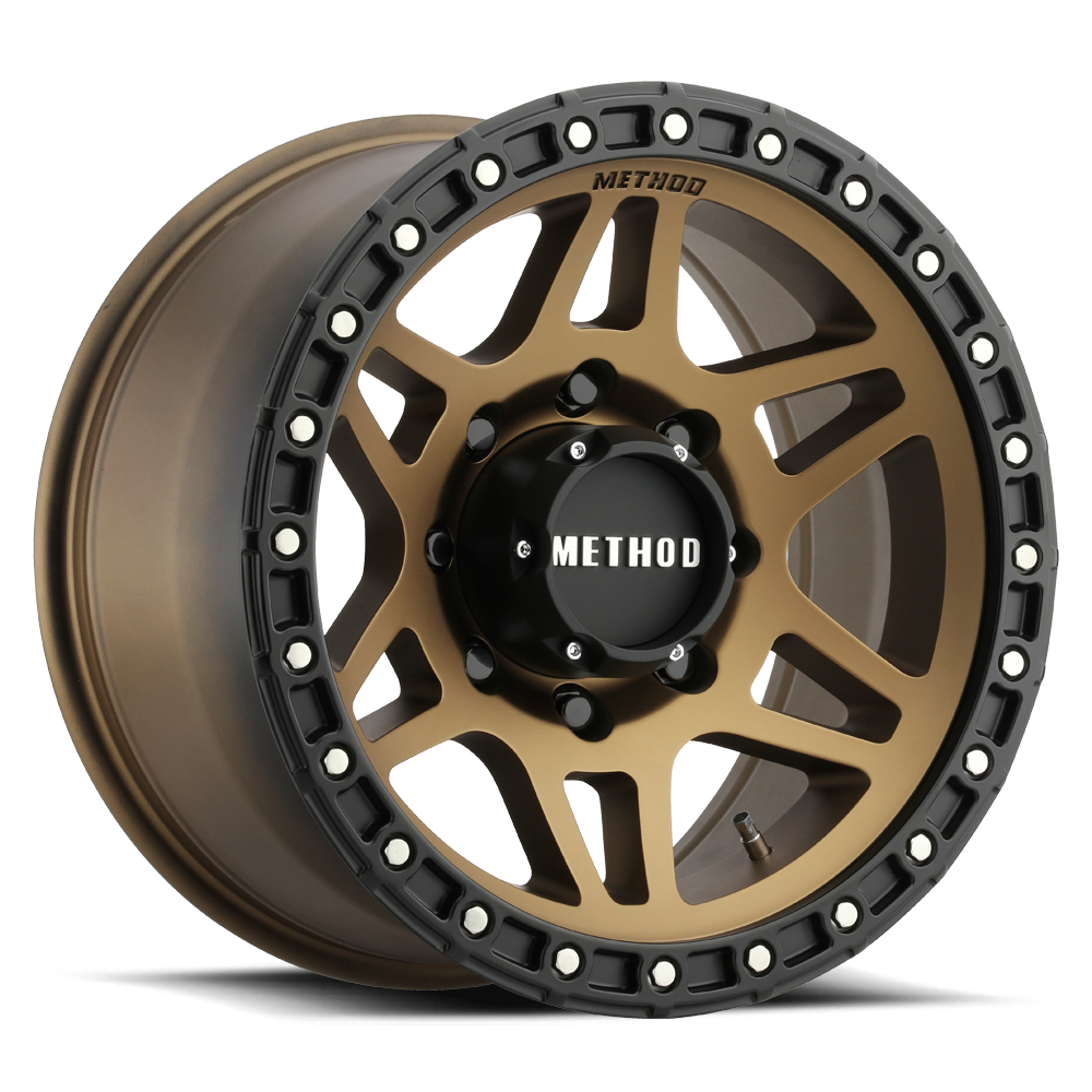 Aluminum Wheels 18x9 MR312 Bolt Pattern 8 On 165.1 Offset 18 Lip Size 0.91 Method Bronze BRZ Matte Black Lip Method