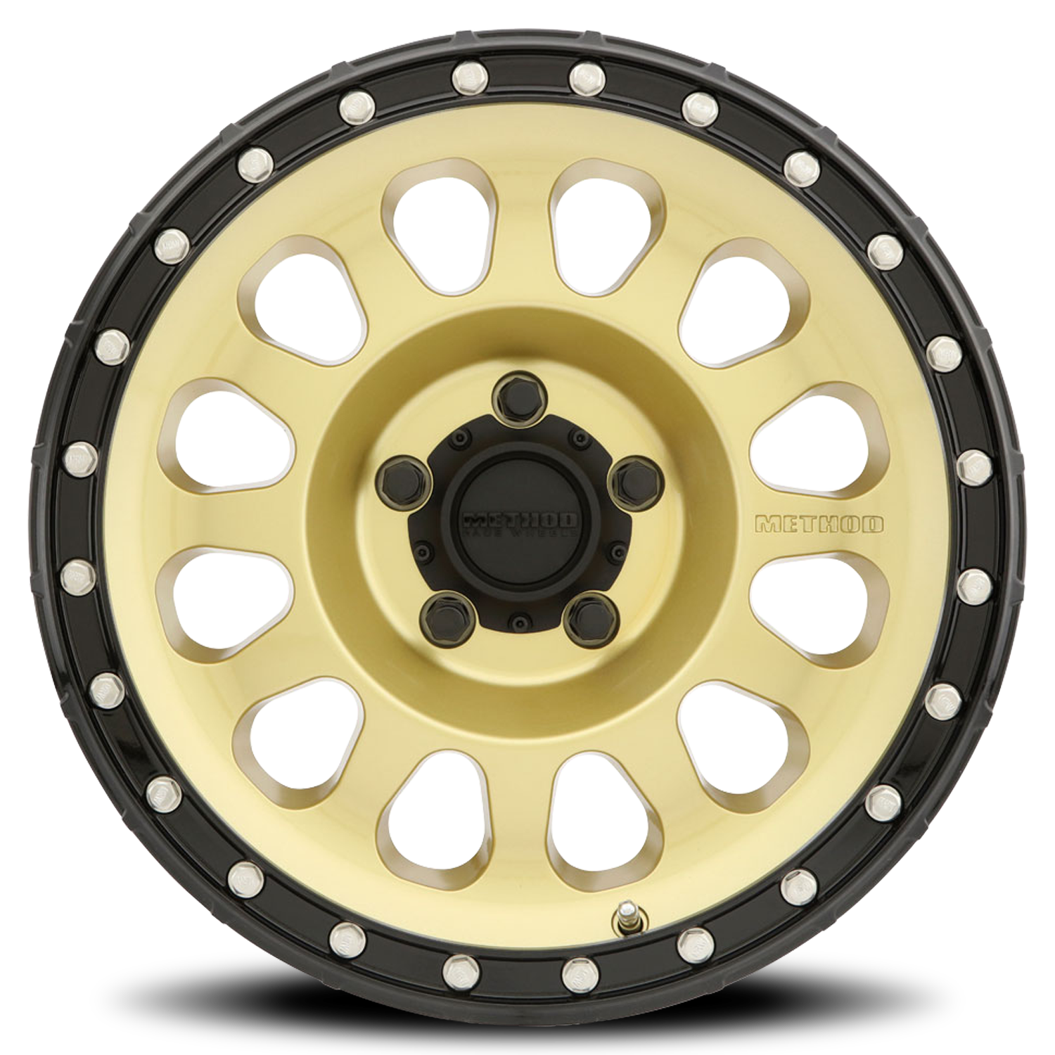 Aluminum Wheels 20x10 MR315 Bolt Pattern 8 On 180 Offset -18 Lip Size 3.27 Gold GD Black Street Loc Method