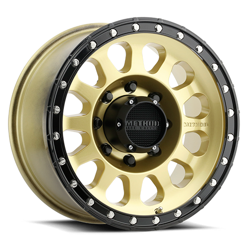 Aluminum Wheels 17x8.5 MR315 Bolt Pattern 8 On 180 Offset 25 Lip Size 1.89 Gold GD Black Street Loc Method