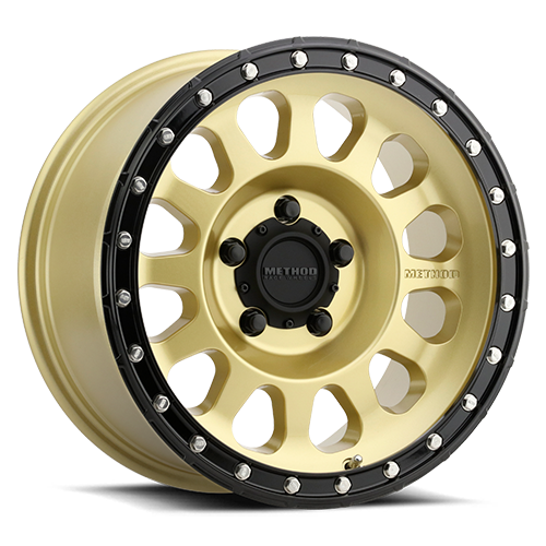 Aluminum Wheels 18x9 MR315 Bolt Pattern 8 On 180 Offset 18 Lip Size 1.65 Gold GD Black Street Loc Method
