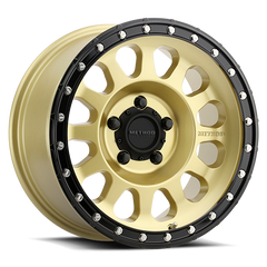 Aluminum Wheels 18x9 MR315 Bolt Pattern 8 On 180 Offset 18 Lip Size 1.65 Gold GD Black Street Loc Method